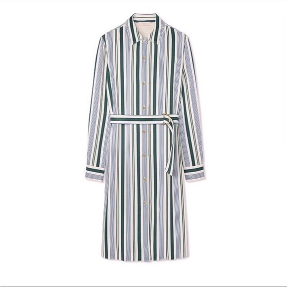 Tory Burch Dresses & Skirts - Tory Burch Villa Striped Button Up Waist Tie Shirt Dress